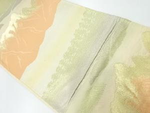 アンティーク　遠山に樹木模様織出し袋帯（材料）